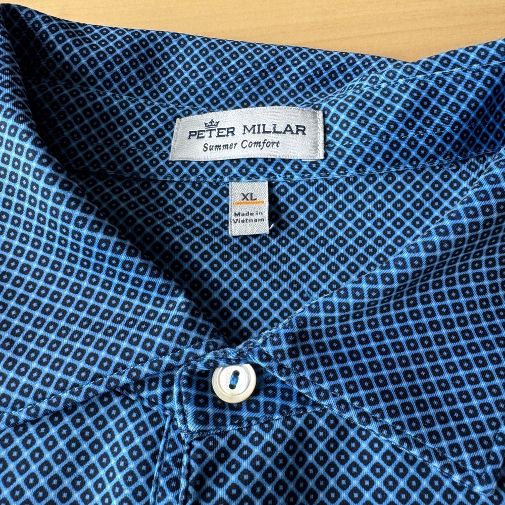 Peter Millar Diamond Pattern Blue Polo